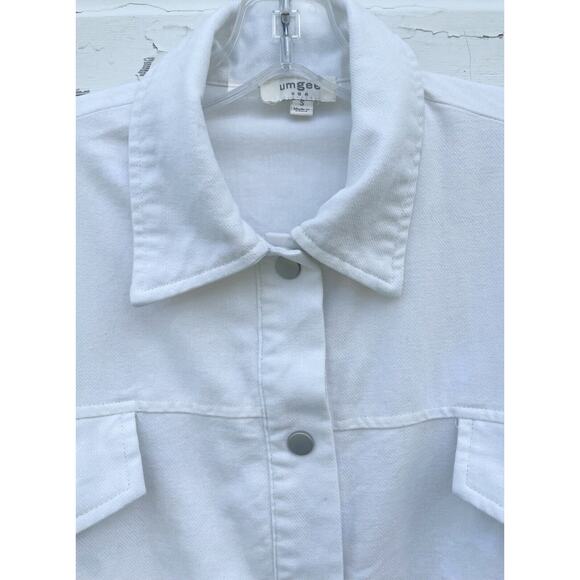 UMGEE Jacket Womens S White Linen Lightweight Snap Front Moto Style Short Bomber - Picture 5 of 5